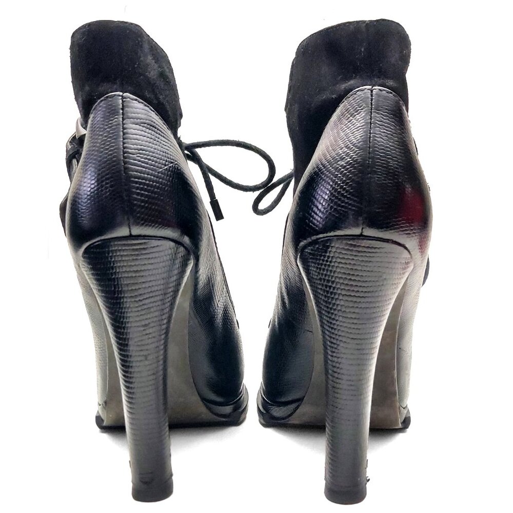 Alexander Wang Black Leather Ankle Lace Up Moto Boots Booties Size US 6.5 - Picture 10 of 14